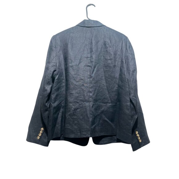 Quince European 100% Linen Structure Blazer Women Large Black Preppy Office Goth - Picture 5 of 16